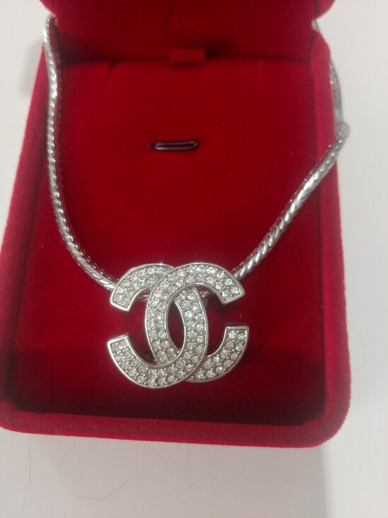 Source Unknown Jewelry - Designer-Inspired Silver Crystal Interlocking Pendant Necklace
